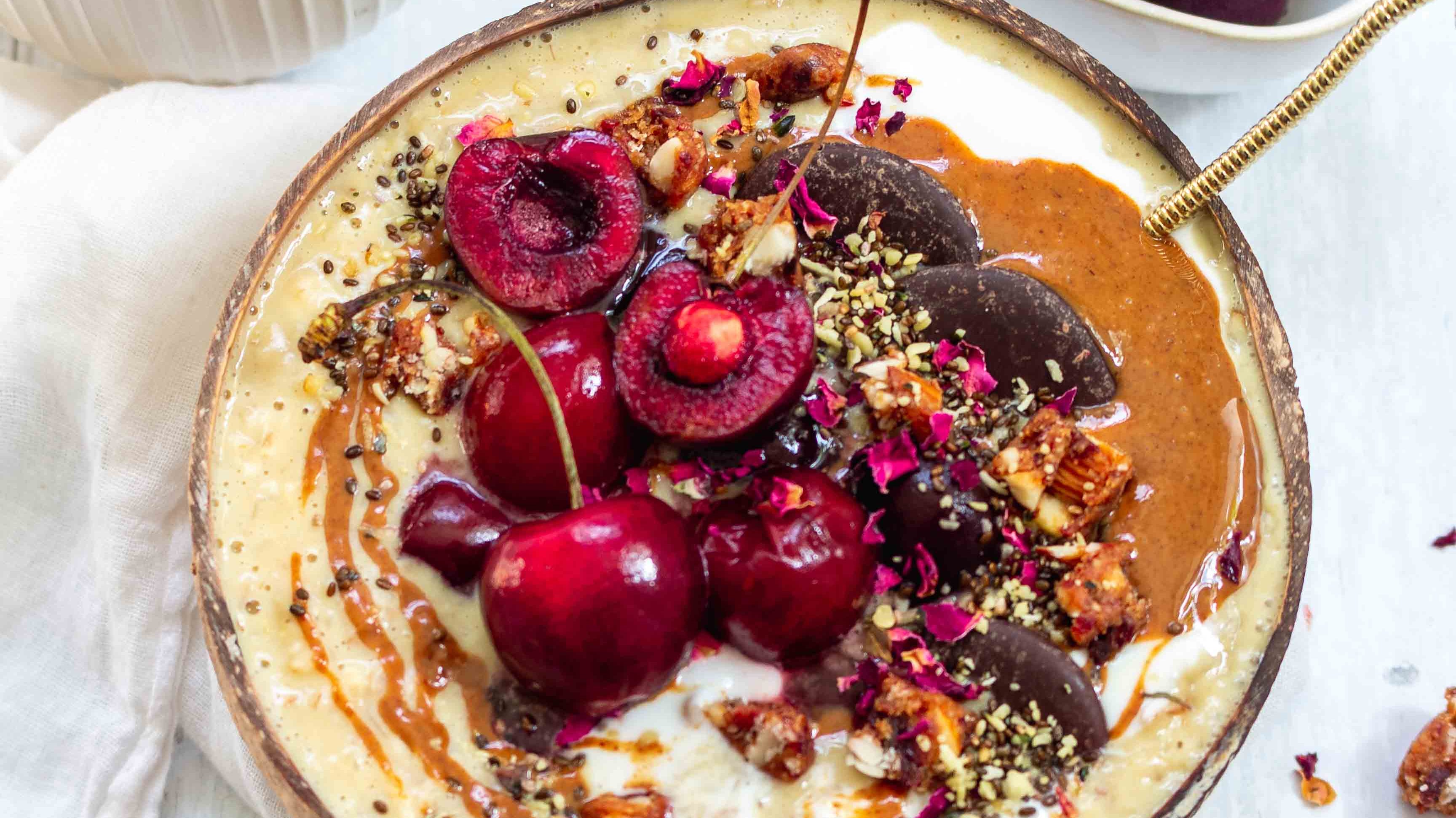 Creamy Almond Porridge with Cherries