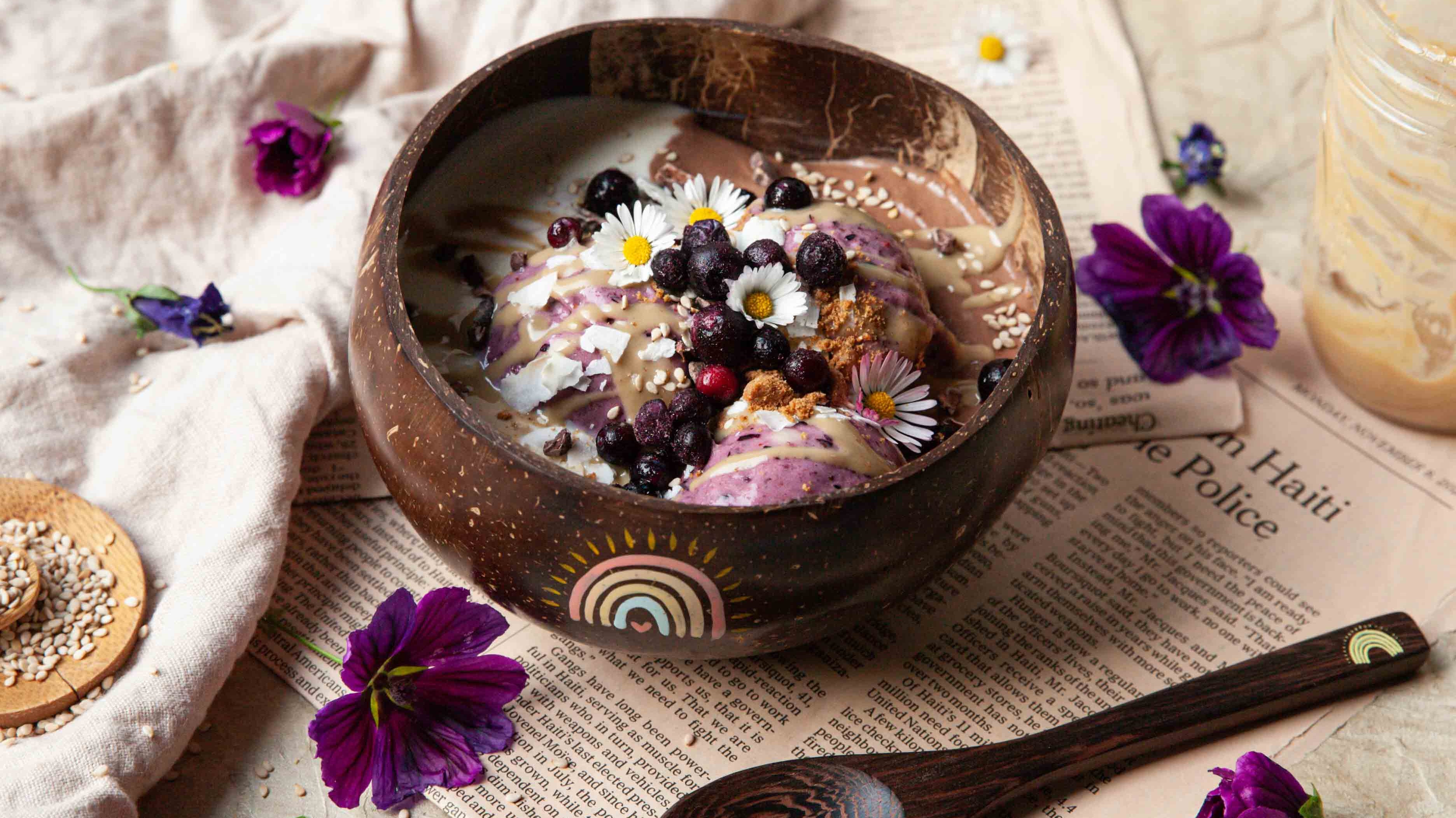 Creamy Buckwheat Porridge with Blueberry Nice Cream