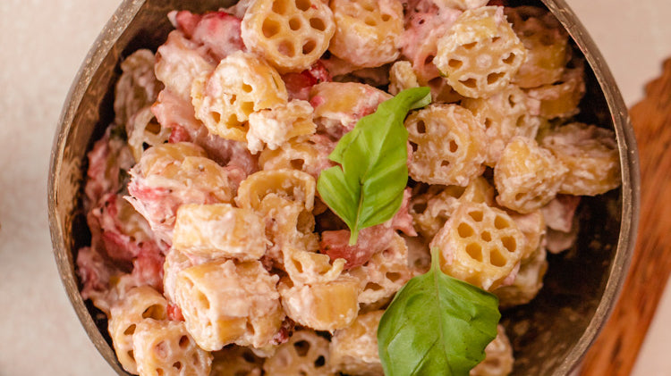 Baked Vegan Feta & Strawberry Pasta