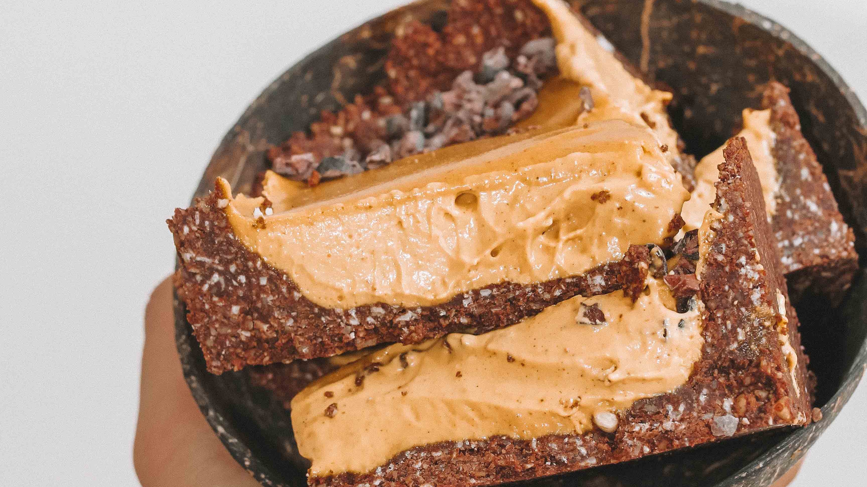 Orange Turmeric Cheesecake with a Chocolate Shortbread Crust