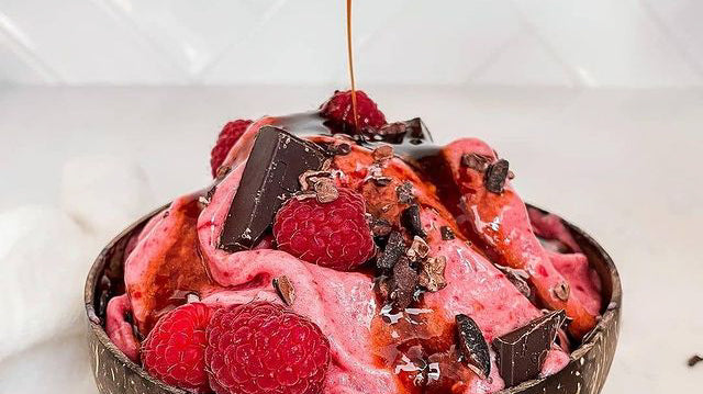 Raspberry Chocolate Chip Nice Cream