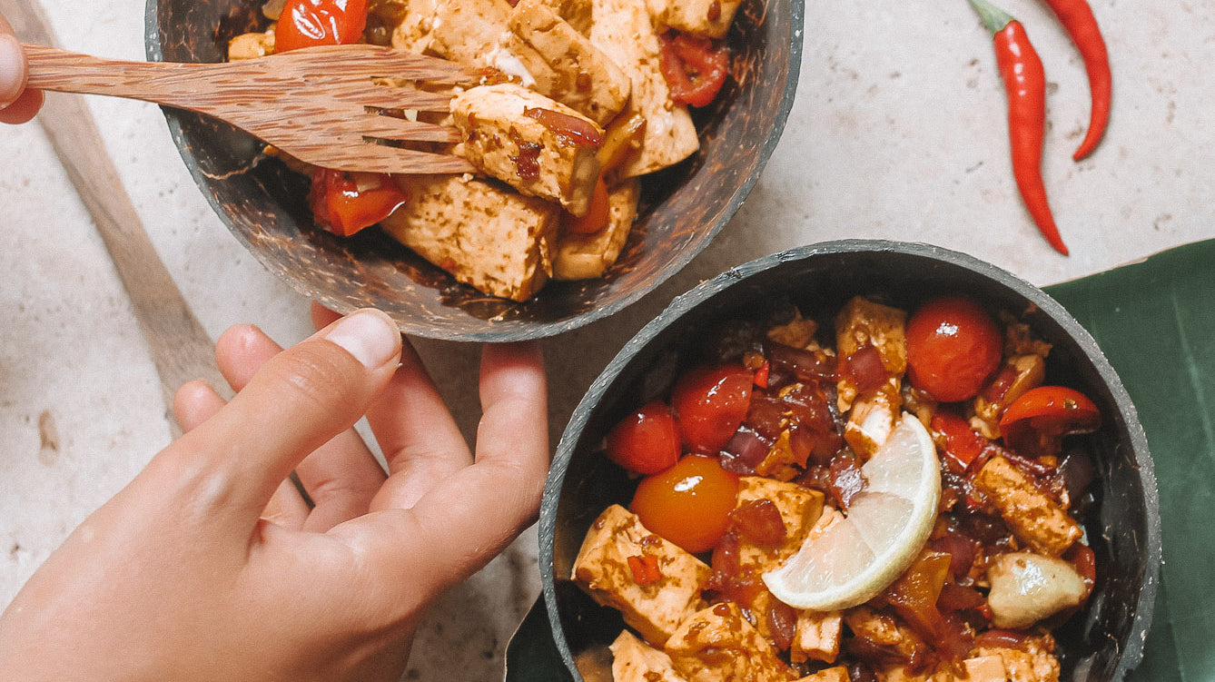 Sri Lankan Style Tofu Curry with Cherry Tomatoes
