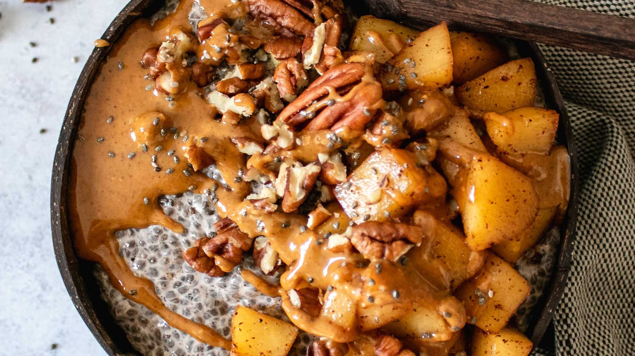 Warm Chai Spiced Chia Pudding with Cinnamon Apples