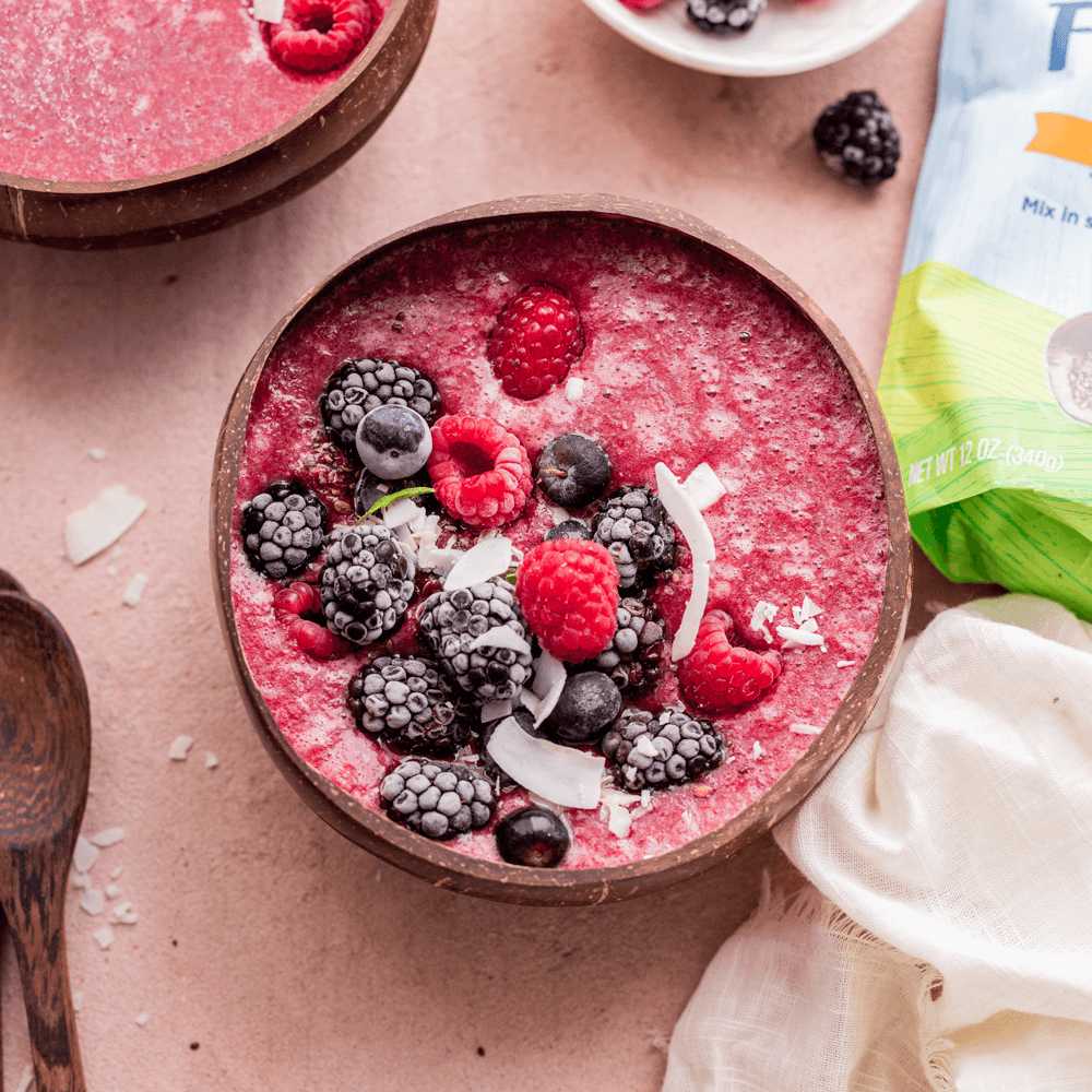 Organic Pomegranate and Coconut Protein Smoothie Bowl
