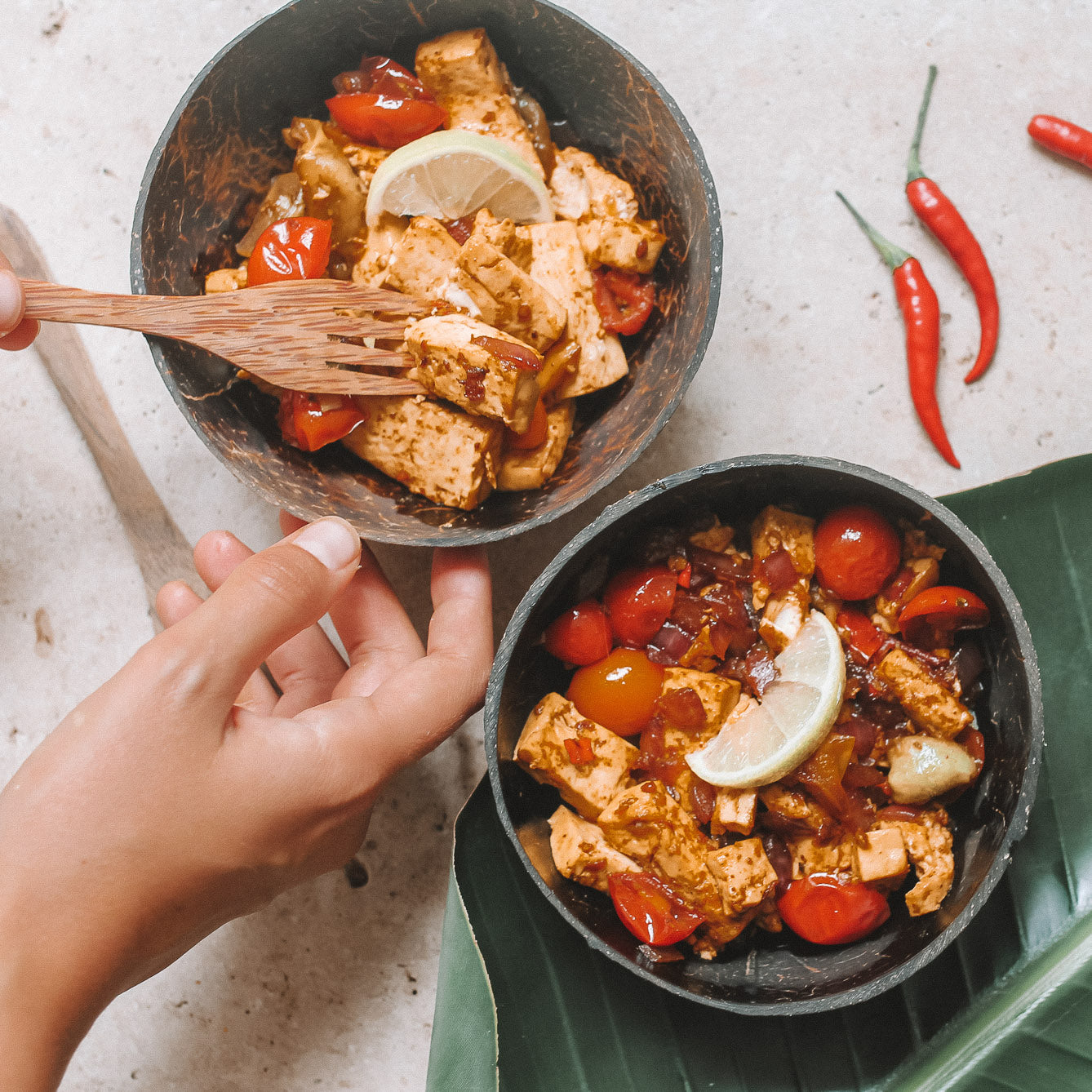 Sri Lankan Style Tofu Curry with Cherry Tomatoes