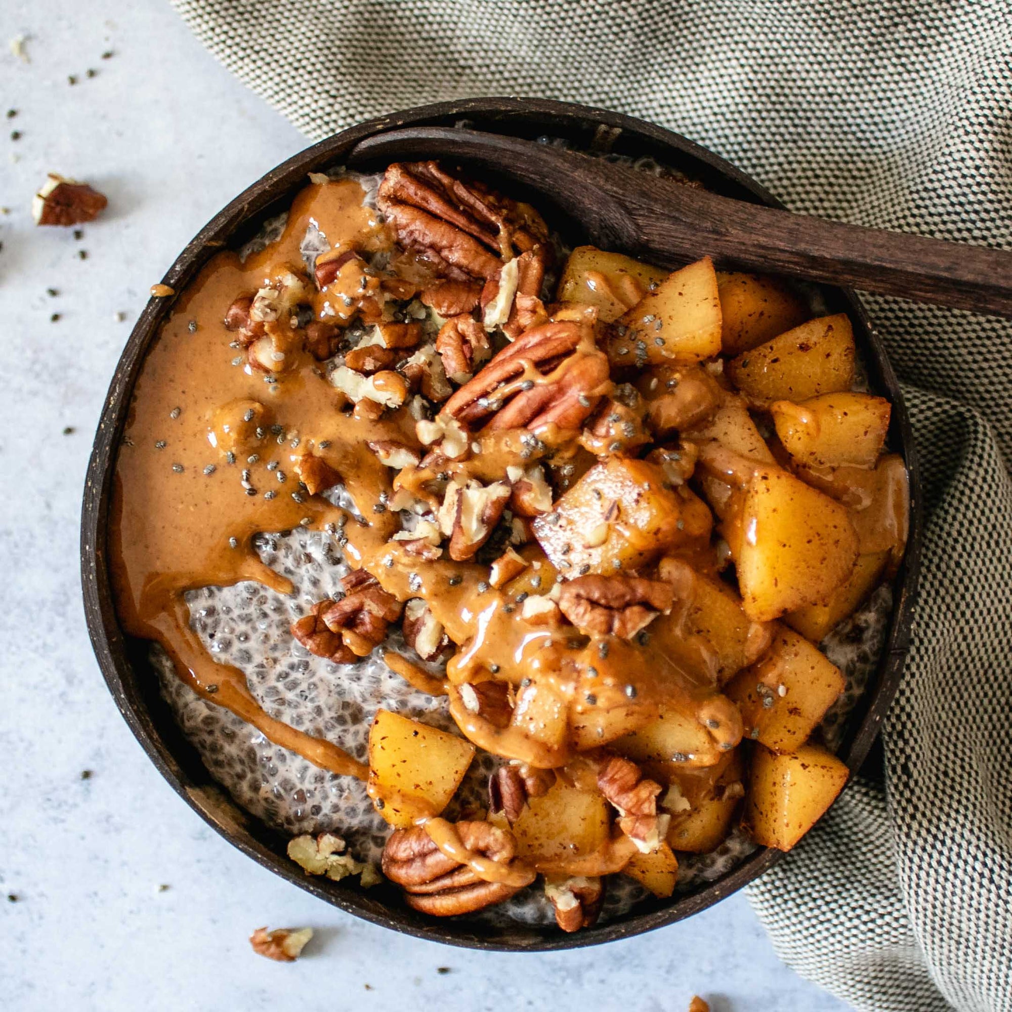 Warm Chai Spiced Chia Pudding with Cinnamon Apples