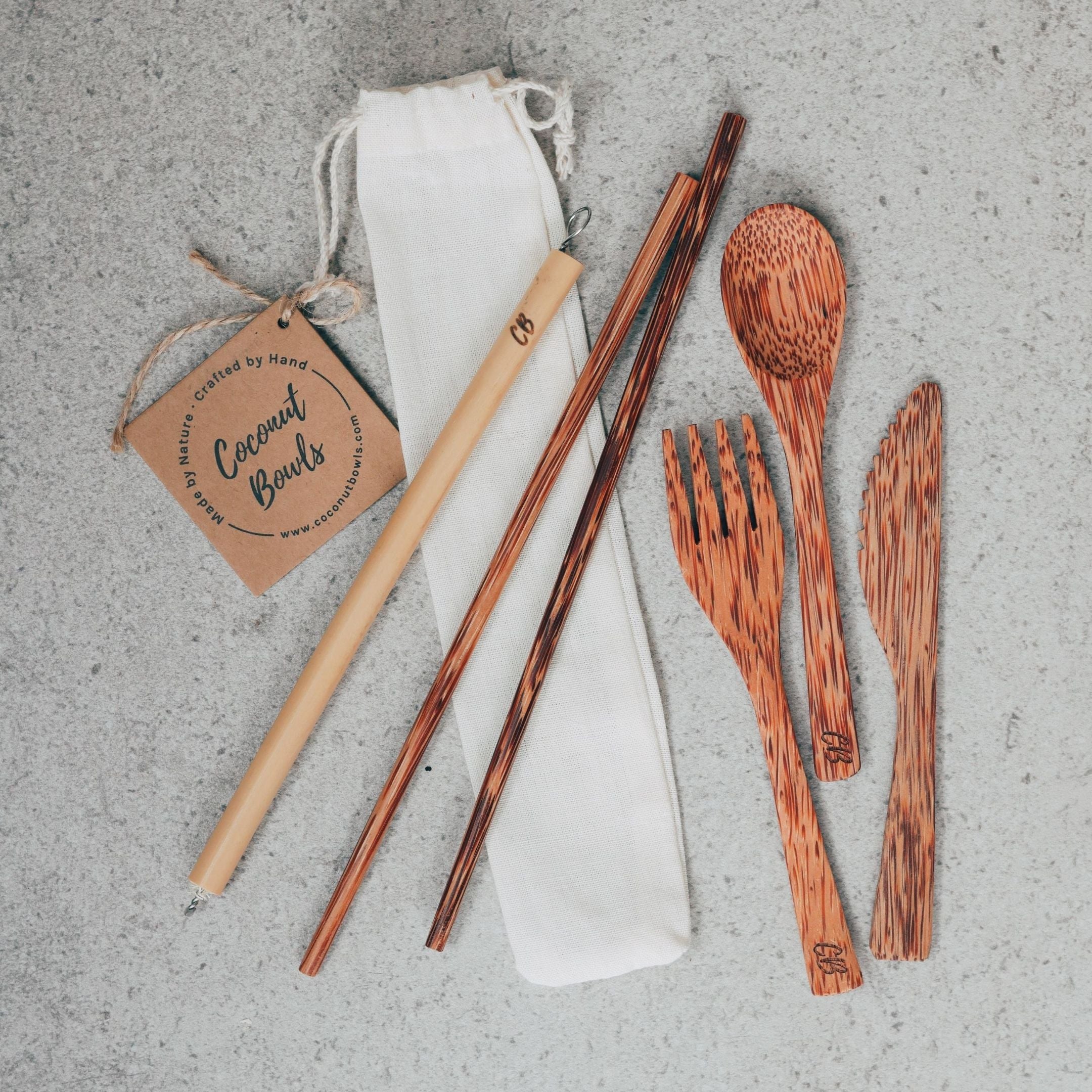 Zero Waste Wooden Cutlery Set Handmade Alternative to Bamboo